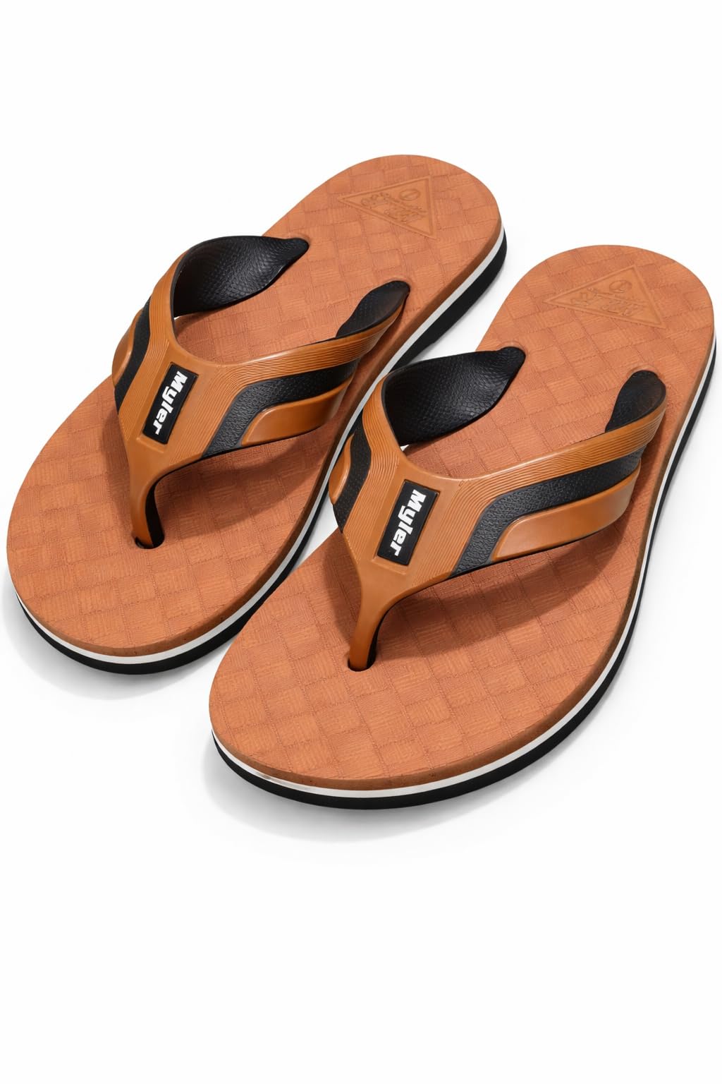 Men's Flip Flops, Brown and Black, Thong Style, Casual Beach Slippers-image-13