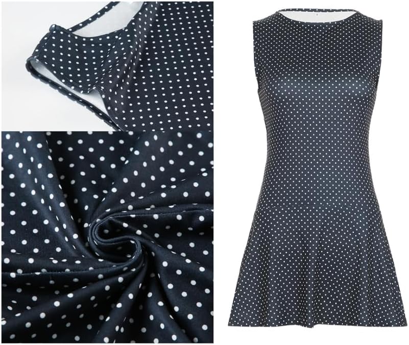 Polka Dot Mini Dress for Women Sleeveless Round Neck Bodycon Flared Hem Casual Summer Outfit 2025 - Image 7