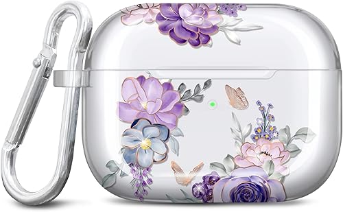 JIAXIUFEN Compatible con AirPods Pro 2019  Airpods Pro de 2 generación, diseño de mariposa con purpurina dorada, lindo protector completo de TPU