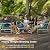EAST OAK Courtyard Patio Furniture Set, 4-Piece Outdoor Patio Set with Sofa, Removable & Washable Seating Cushion, Tempered Glass Table, Outside Patio Conversation Sets, Champagne Gold & Jungle Green