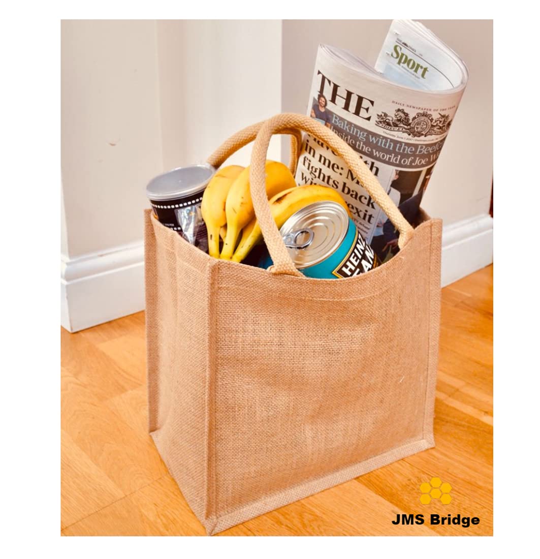 JMS Bridge Jute Hessian Shopping Tote Unisex, Lunch, Sandwich Bags. Jute Bags Small. Jute Bags Medium. Jute Bags Large Jumbo. Classic. Waterproof Lining. Eco Friendly. Strong Handle.
