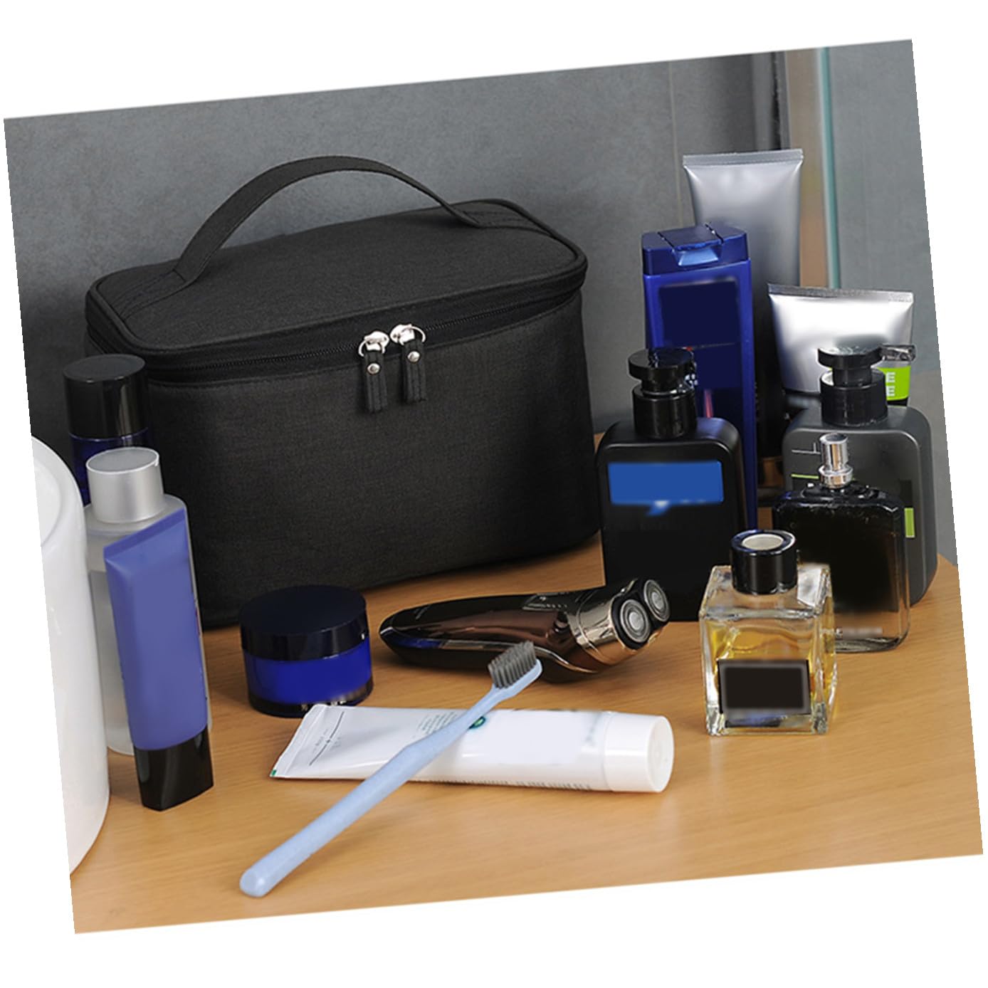 Mikinona Bolsa De Cosméticos para Viaje, Organizador Portátil Negro, Tamaño Pequeño, Ligera y Compacta, Adecuado para Mujer, Uso Exteriores y Baño