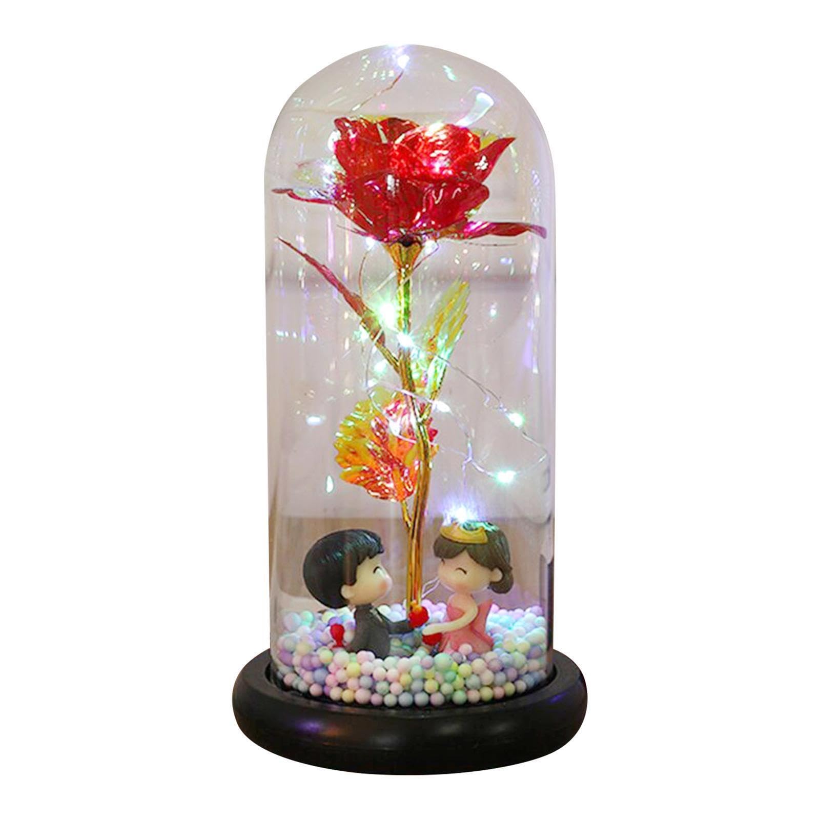 ALCXAZS Elegant Handmade Luxury Artificial Flower with Glass Cover Sophisticated Home Decor for Mom Women Wife