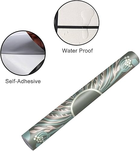 Miniatura 4 de Juego de envolturas de vinilo autoadhesivas para refrigerador, estilo escandinavo, hojas florales, elementos cuadrados, adorno para puerta, mural