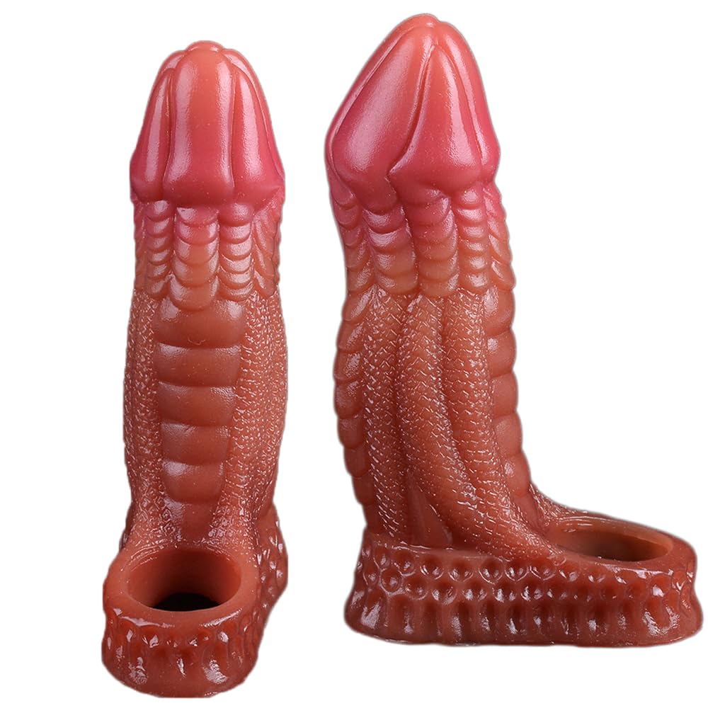 Estensore del pene a forma di mostro, color carne, 17,3 cm, con anello del pene - Accessorio erotico per adulti (adatto per uomini e coppie)