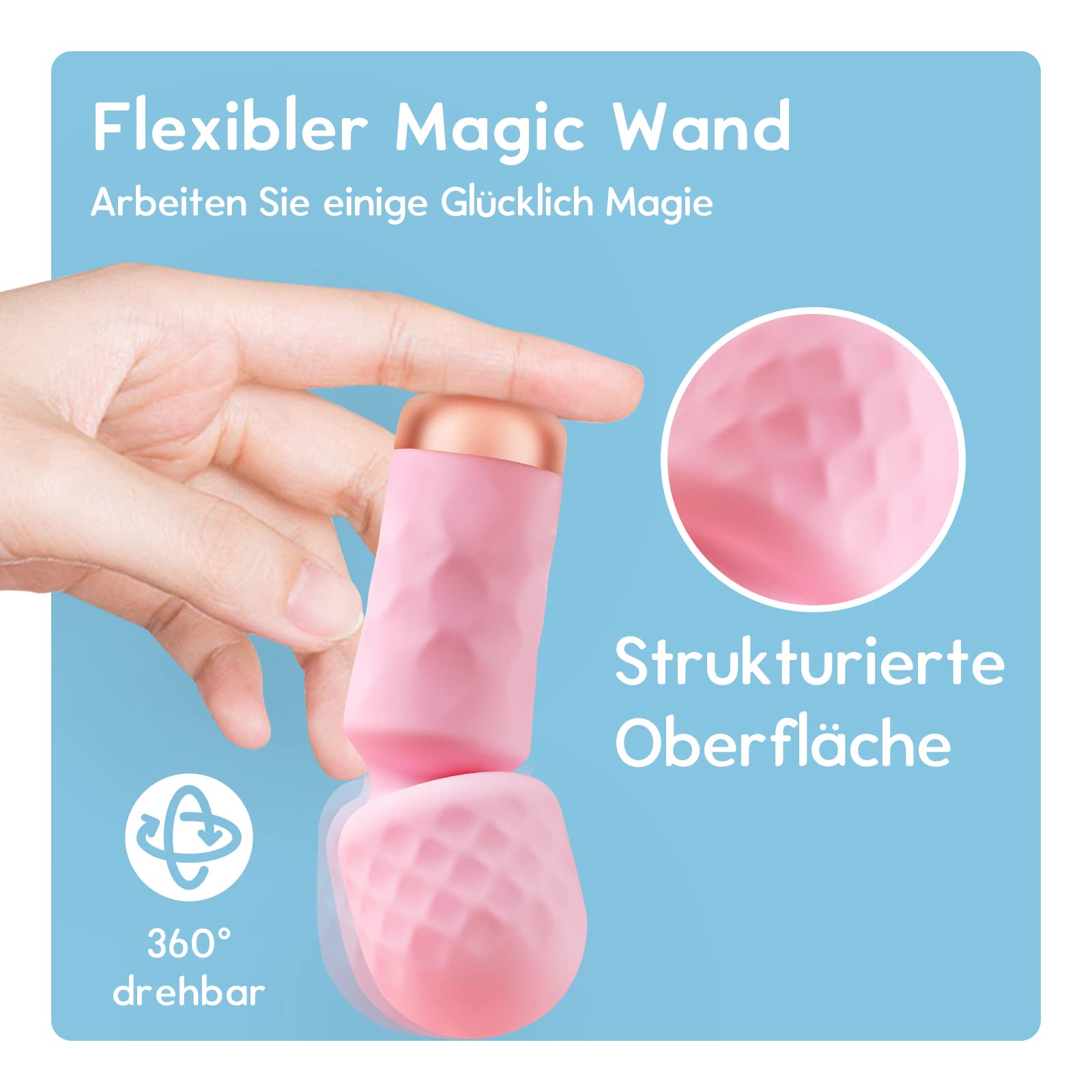 Mini Starke Massagestab, Silikon Massagegerät mit 10 Vibrationsmodi und Masturbieren für Männer Elektrisch, Masturbator Sex Spielzeug für die Männer