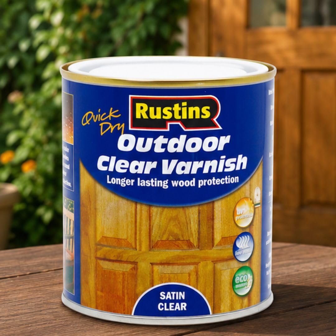 Rustins EAVS1000, Vernice per tutti i tipi di superfici ad asciugatura veloce, Trasparente Satinato (Satin Clear), 1 litro