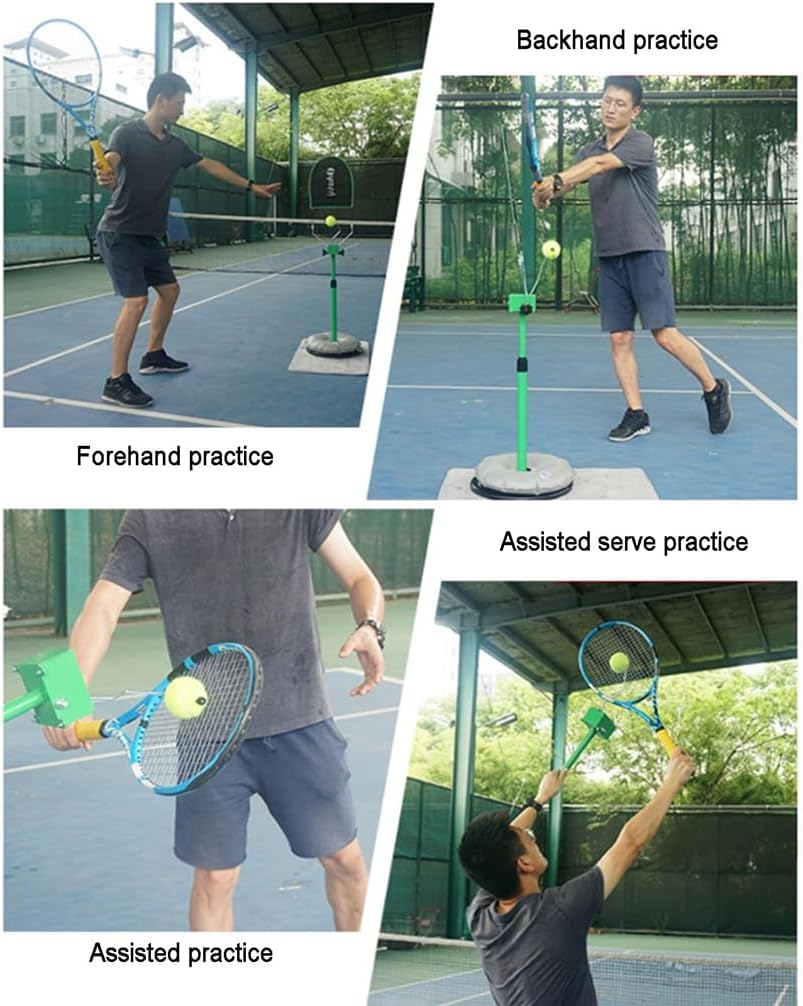 Tennis Training Device, Portable Tennis Rebounder, Height-Adjustable Training Equipment, Single-Player Swing Training Machine, Durable Tennis Auxiliary Equipment (Pickball)