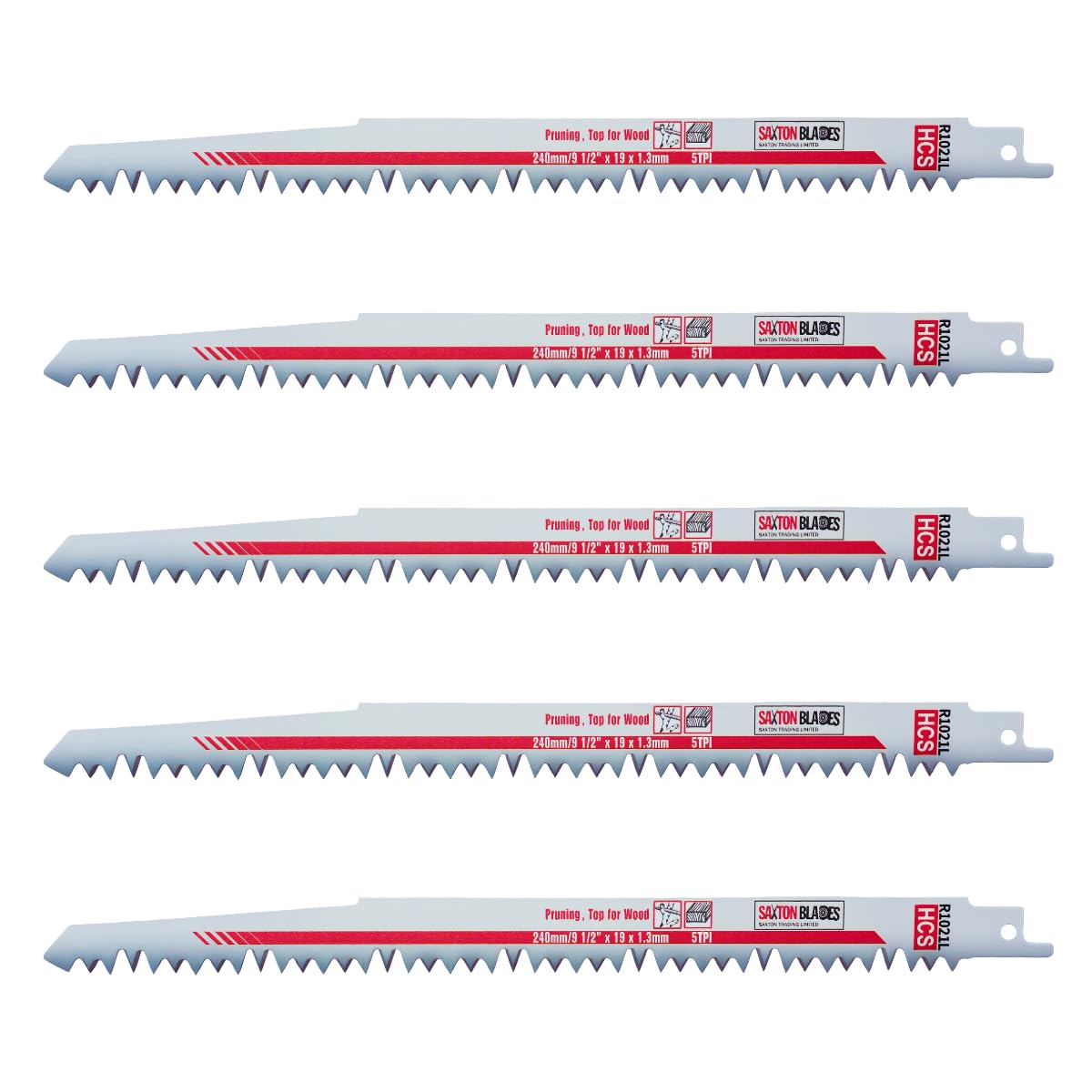 Saxton Blades Silver 5X Saxton 240Mm Reciprocating Sabre Saw Wood Blades R1021l Fits Bosch, Dewalt, Makita