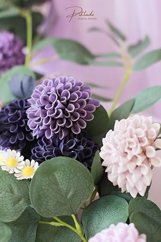 Miniatura 4 de Piklado Flores artificiales de dalia para boda, 25 unidades, rosas falsas con tallo para decoración de boda, centros de mesa, arreglos y ramos