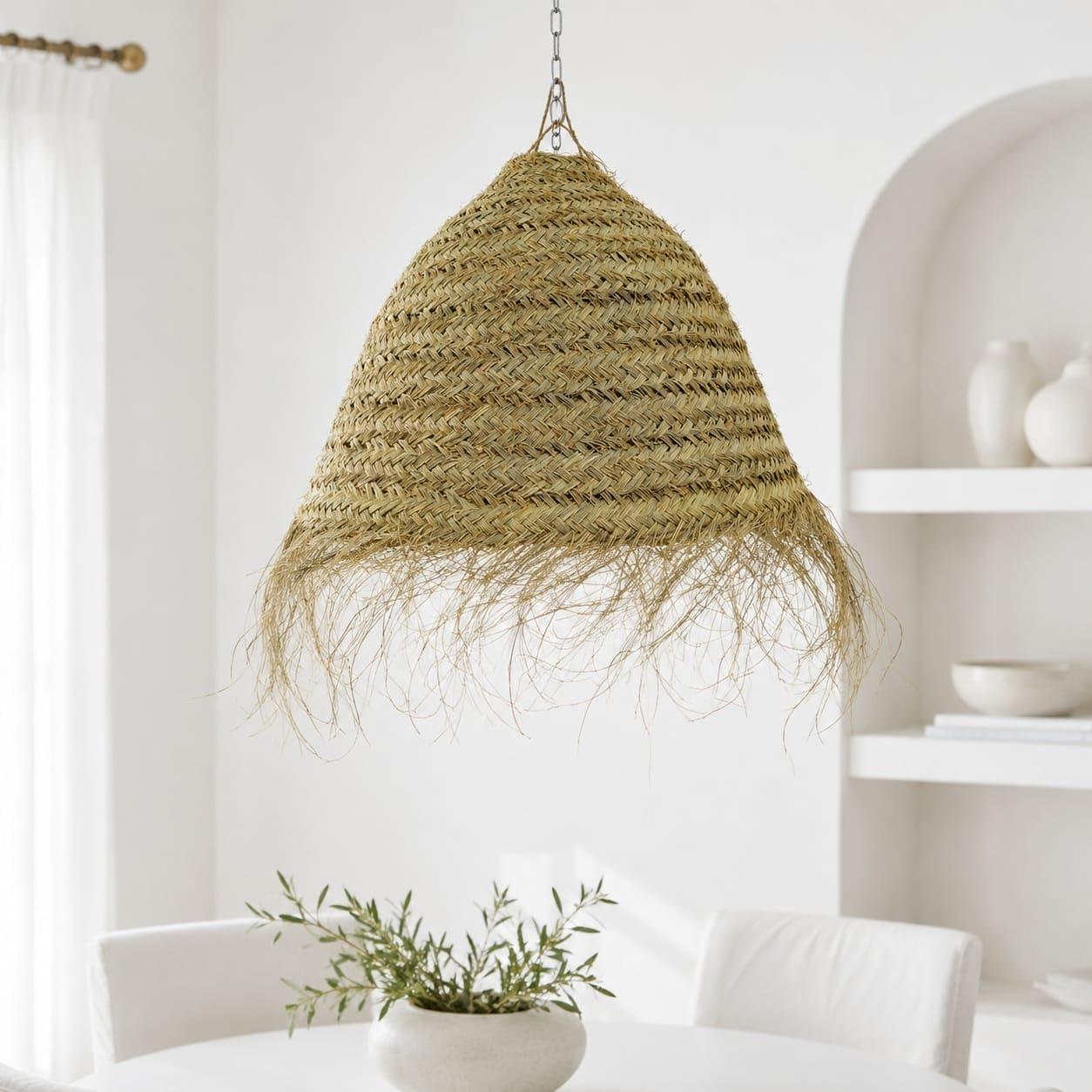 Generico Lampadario a Sospensione in Paglia Artigianale Marocchino: Stile Etnico, Illuminazione Naturale e Accogliente 2403211021 Senza Impianto Elettrico