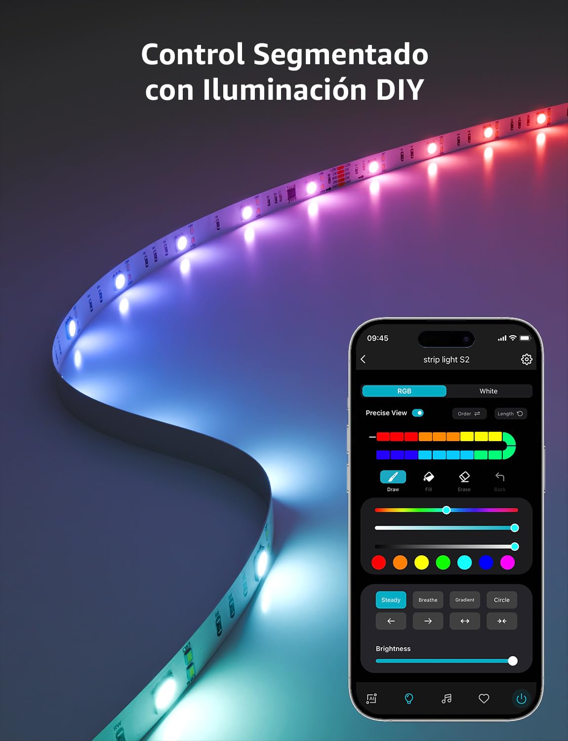 Lepro S2 AI Tira LED 10M RGB, Fonciona con Alexa y Google Assistant, Control de WiFi y Bluetooth y Segmentado, Diseñador de Iluminación AI Personalizado, Sincronización Música, Luz para Fiesta, Gaming