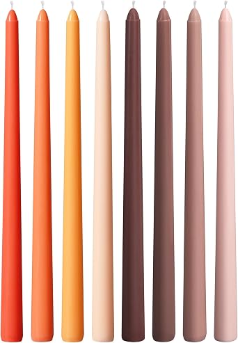 Viyffo 12 Inch Orange and Brown Taper Candles