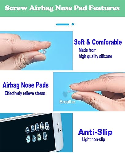 Miniatura 4 de Almohadillas para la nariz para anteojos con agarre, 10 pares de lentes de cámara de aire de silicona suave, kit de repuesto de almohadillas de