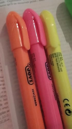 Jovi - JOVI!NEON Gel Marker, Doos met 12 sticks markeerstiften, Kleur Geel, Droogt niet uit, Vlekt niet uit bij het schrijven of bloedt niet door papier, Glutenvrij, (1817