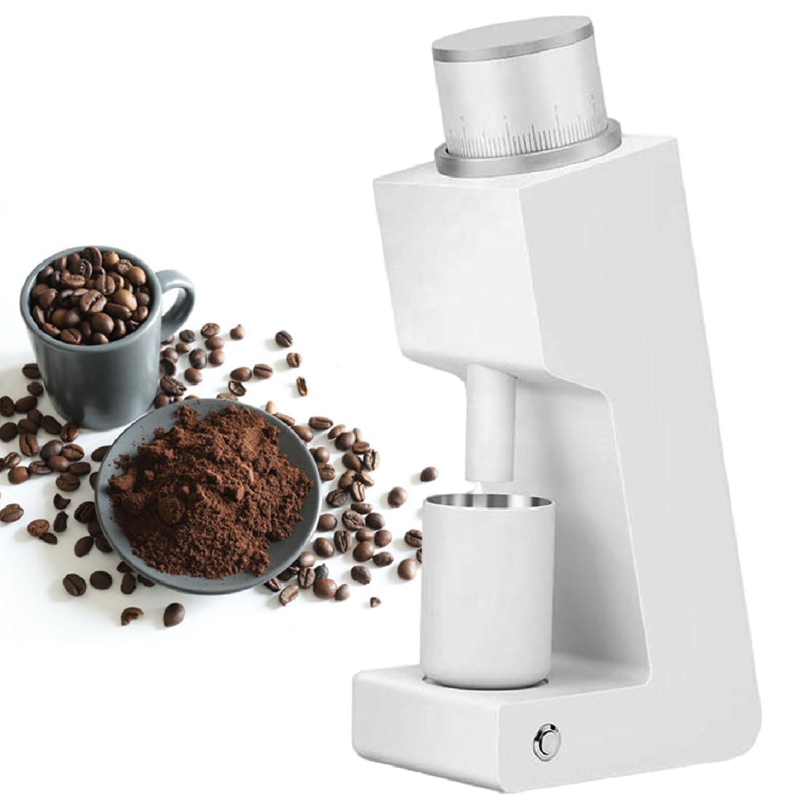 SENJINGHUA Electric Burr Coffee Grinder 76.5° Tilt Body, Infinite Speed Adjustable Coffee Grinder, Coffee Grinder Electric for Espresso/Drip/French Press/Cold Brew,White