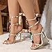 Kluolandi Jewelled Strappy Gold Heels for Women Open Toe Ankle Strap Gladiator Stiletto Heeled Sandals for Party Wedding Size 7