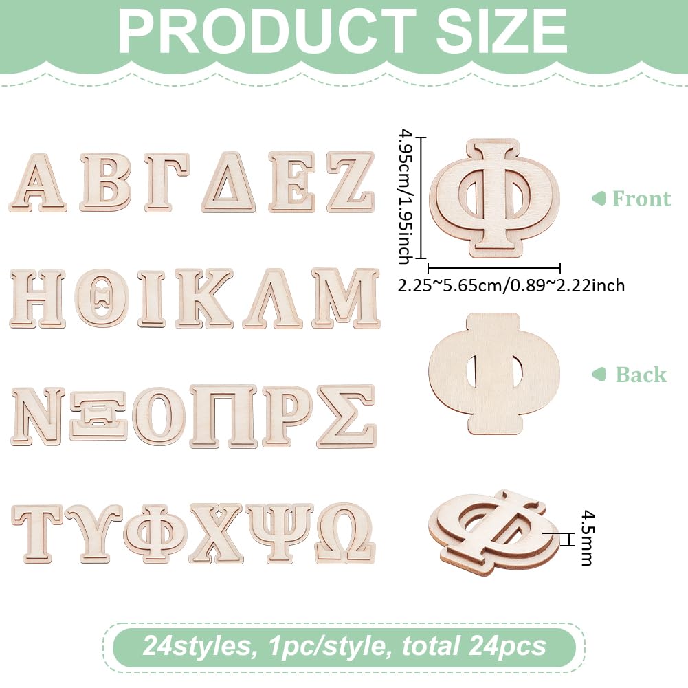 FINGERINSPIRE 24Pcs Double Layer Wooden Greek Letters 49.5mm Unfinished Wood Greek Alphabets Letters Unfinished Alphabet Wood Pieces for Crafts Paddle DIY Painting Arts Project Home Wall Decor - Image 2