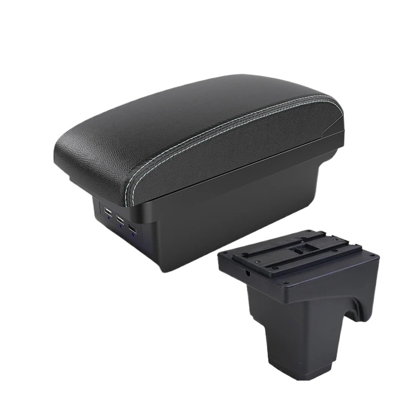 Hguvsjd Armrest Box For For Focus For Mk3 For III Armrest Center Storage Box Interior Retrofit Accessorie Car Armrests(B Black white 3 USB)