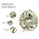 Atrube's Silk Satin Hair Bonnet Reversible adjustable tie band Satin bonnet wrap Silk bonnet hair with Hair Scalp Massager Shampoo Brush and scrunchies (Green) gallery image