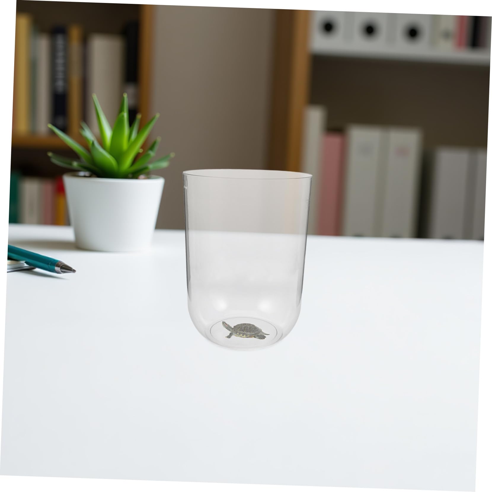 Toddmomy Aquarium Cylindrique Écologique 8l pour Tortues Aquatiques Petit Aquarium de Bureau en Plastique Transparent Design Créatif pour Terrarium Écosystémique Décoratif Adultes Amateurs