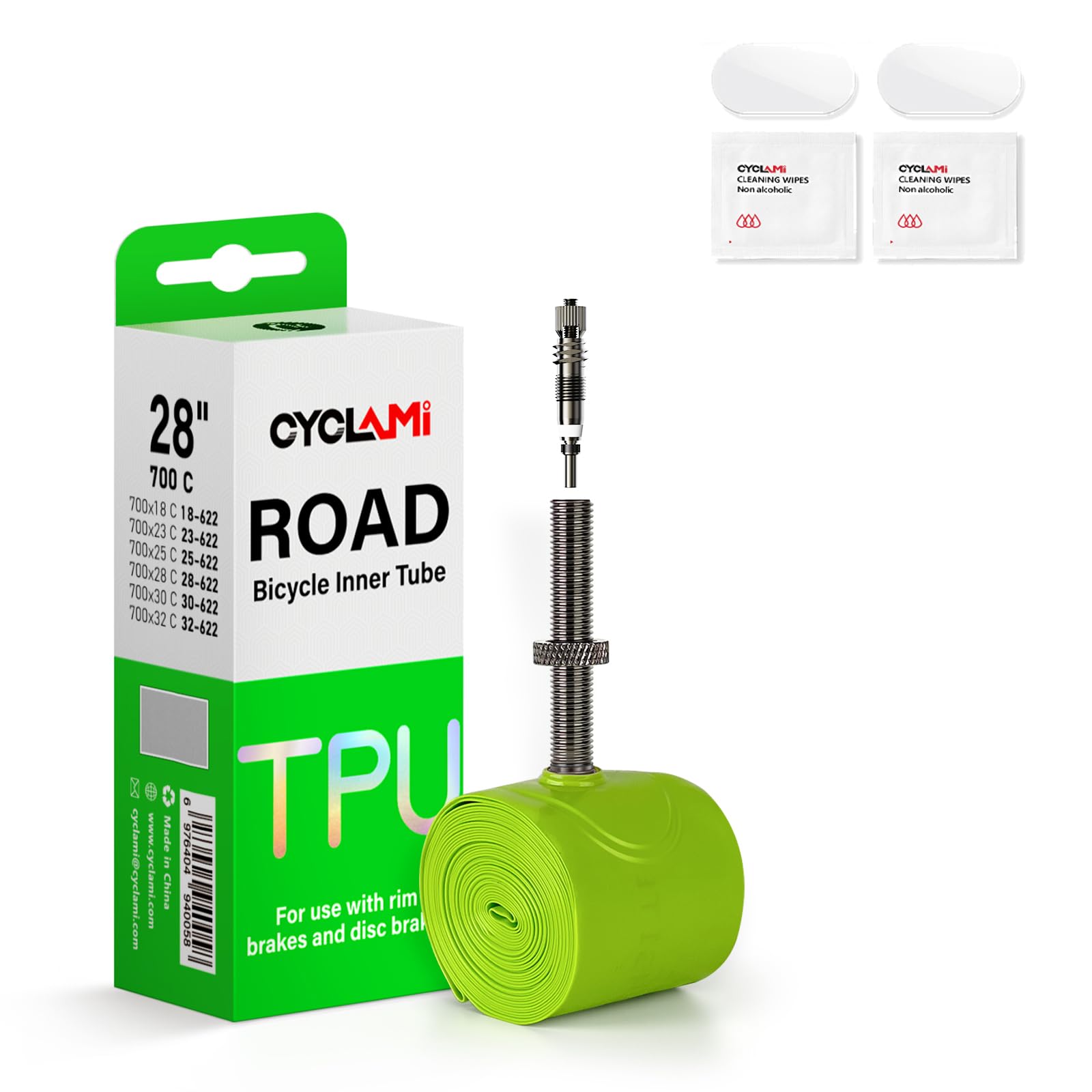 TPU Schlauch Rennrad 38g Ultraleichter Kompatibel mit 700 x18/23/25/28/30/32C - Fahrradschlauch Metall Herausnehmbarer Presta-Ventil 45/60/80mm