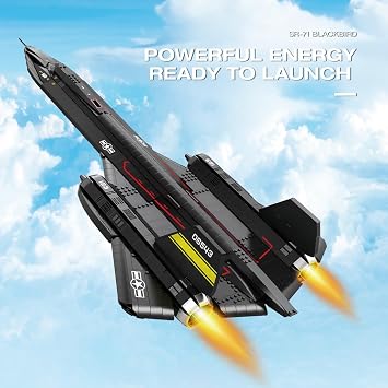 SR71 Blackbird Tactical Aircraft Model Building Blocks Set, Military Helicopter Model to Build and Display, Creative Interactive Building Toy
