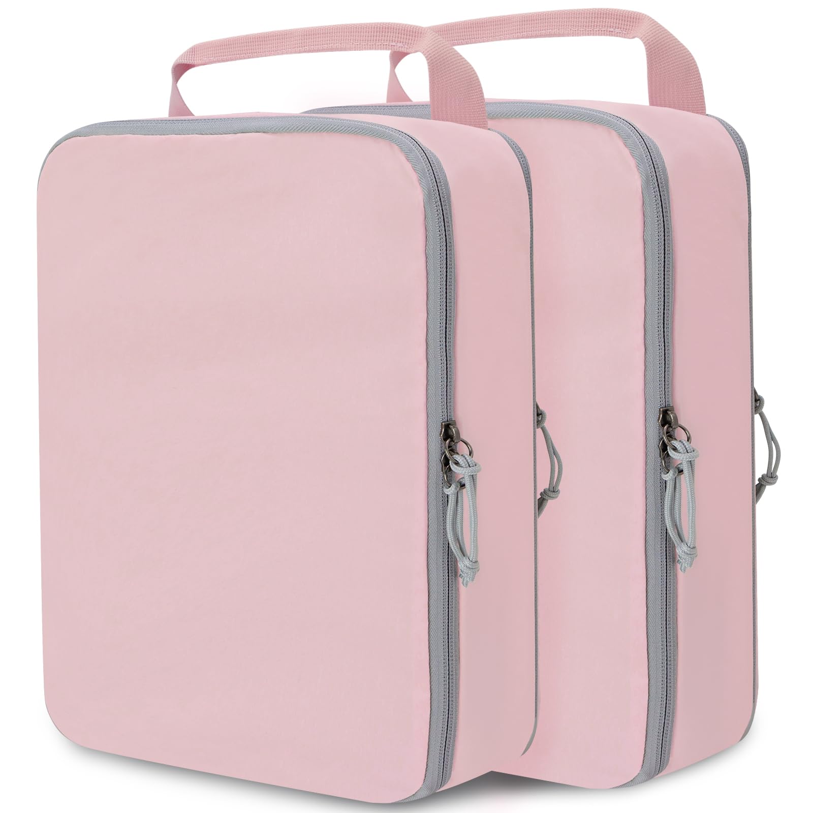Compression Packing Cubes for Travel Suitcase Organizer Bags, Pink, L