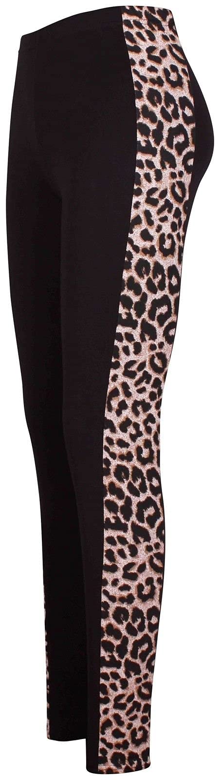 Crazy Girls Girls Leopard Contrast Black Crazy Womens Bang Aztec Batman Skull Rose Leopard Print Casual Leggings (Xxl-Uk20/22, )