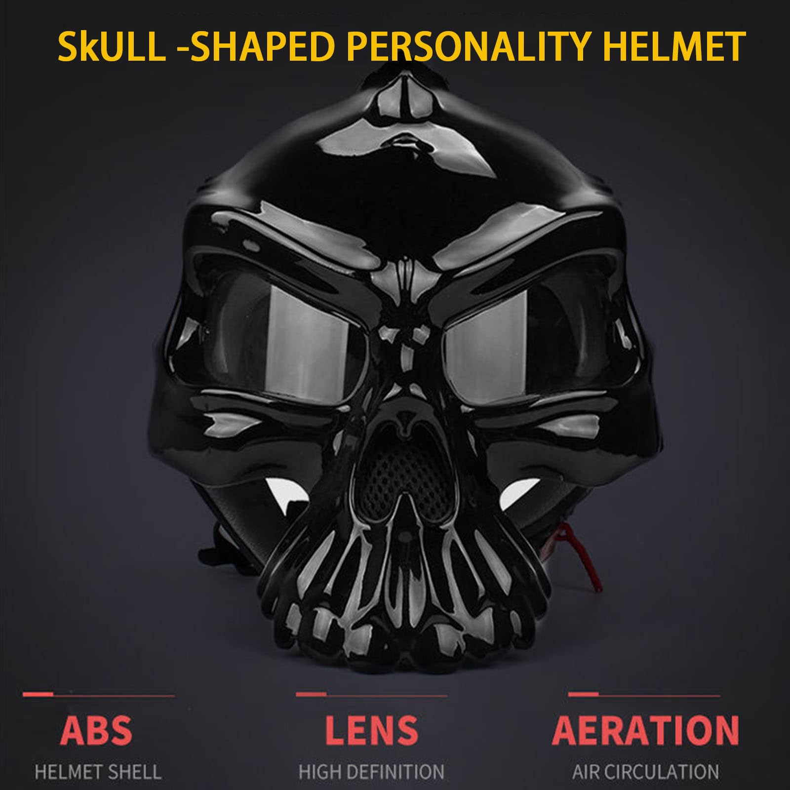Casco Retro de Motocicleta con Forma de Calavera Gorra de béisbol Aprobado por ECE Ligero de Cara Abierta Casco de Moto Creativo con Gorra de Calavera Cascos con Guantes para Hombres y Mujeres