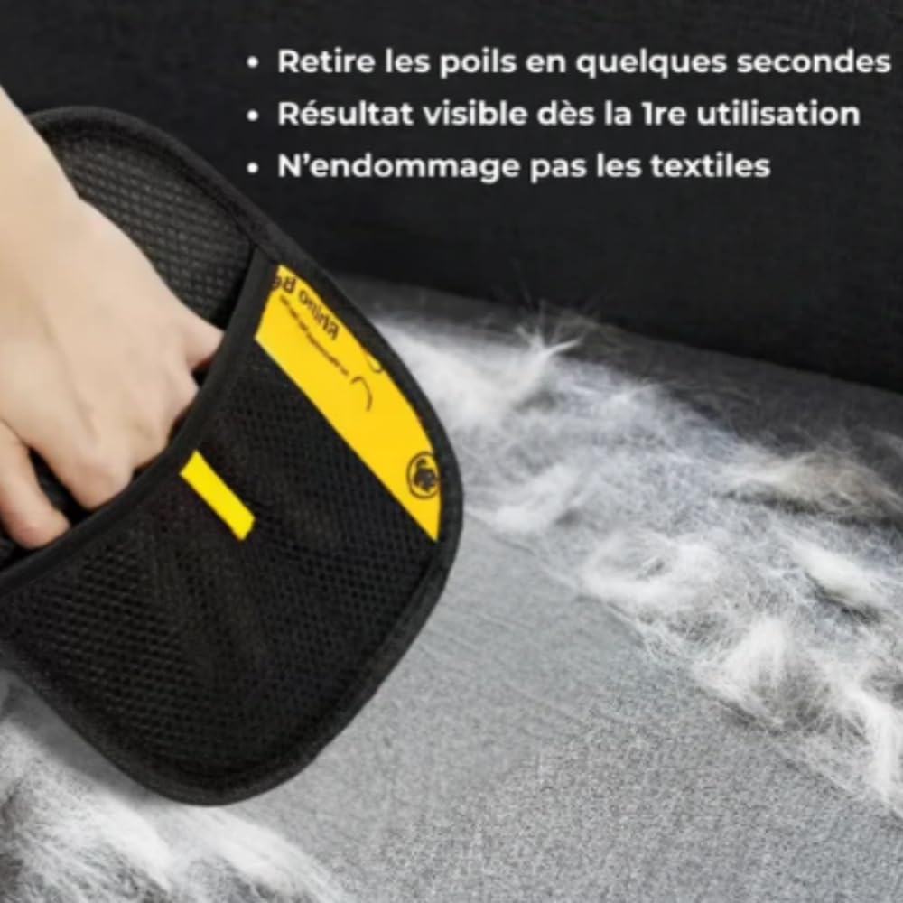 animouf Gantitouf Gants de Toilettage Double Face Anti - Statique, Réutilisable et Respirant, pour Enlever Les Poils de Chien et Chat sur Canapé, Tapis, Vêtements