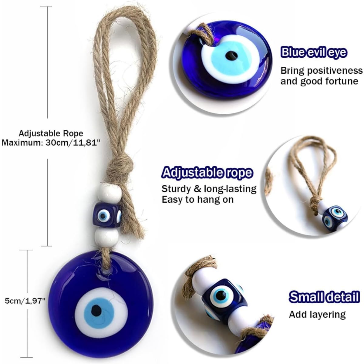 Occhio Turco Portafortuna - 2 Pezzi, Amuleto Contro Il Malocchio, Decorazione Da Parete In Vetro - Foto 6