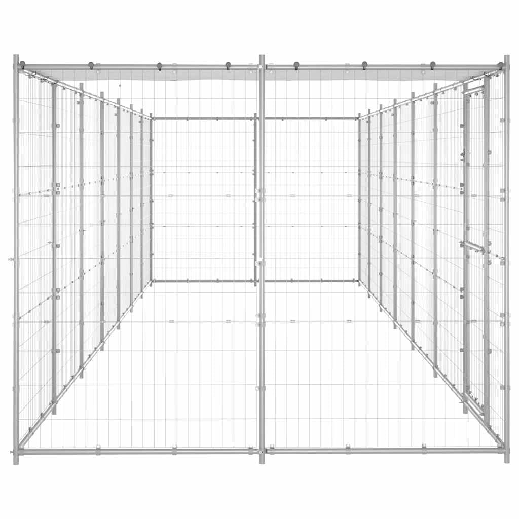 Capota para perros con toldo de acero galvanizado de 16,94 m2 para perros con rejilla, recinto para cachorros, parque y jardín, protección segura para entrenamiento