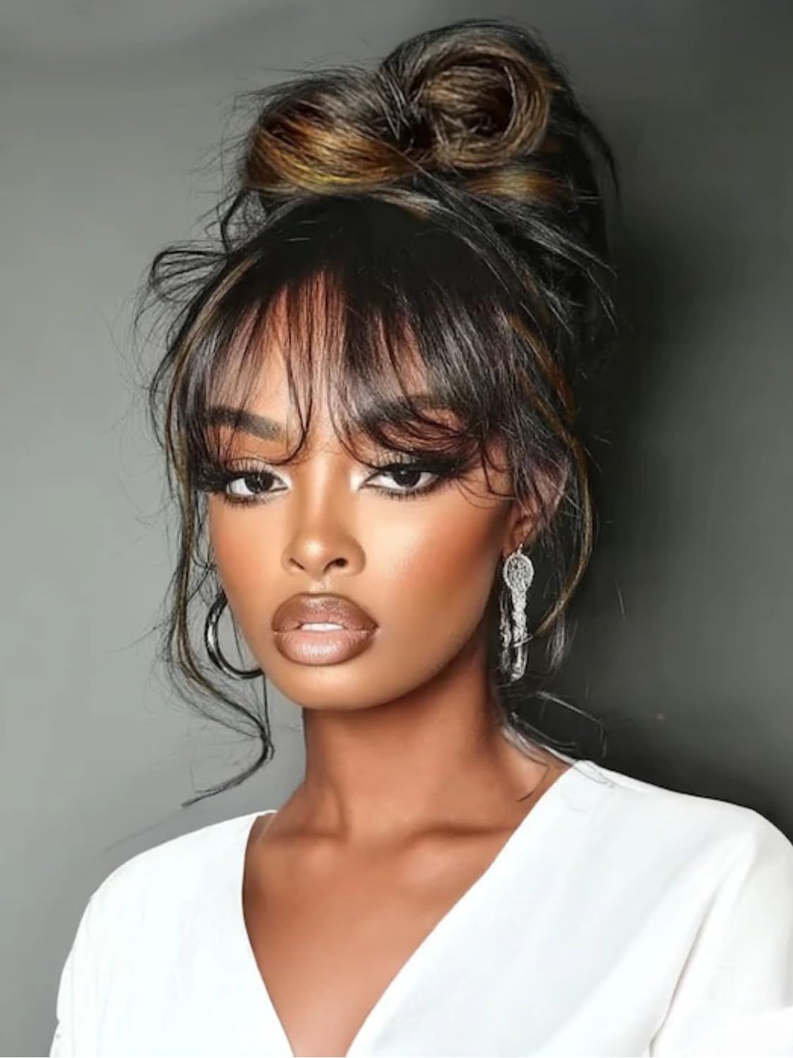 Beauty Forever Pre Everything Glueless Front Balayage Highlight Body Wave Curtain Bangs Glueless Wigs Human Hair Pre Plucked Pre Cut 13x4 Loose Wave