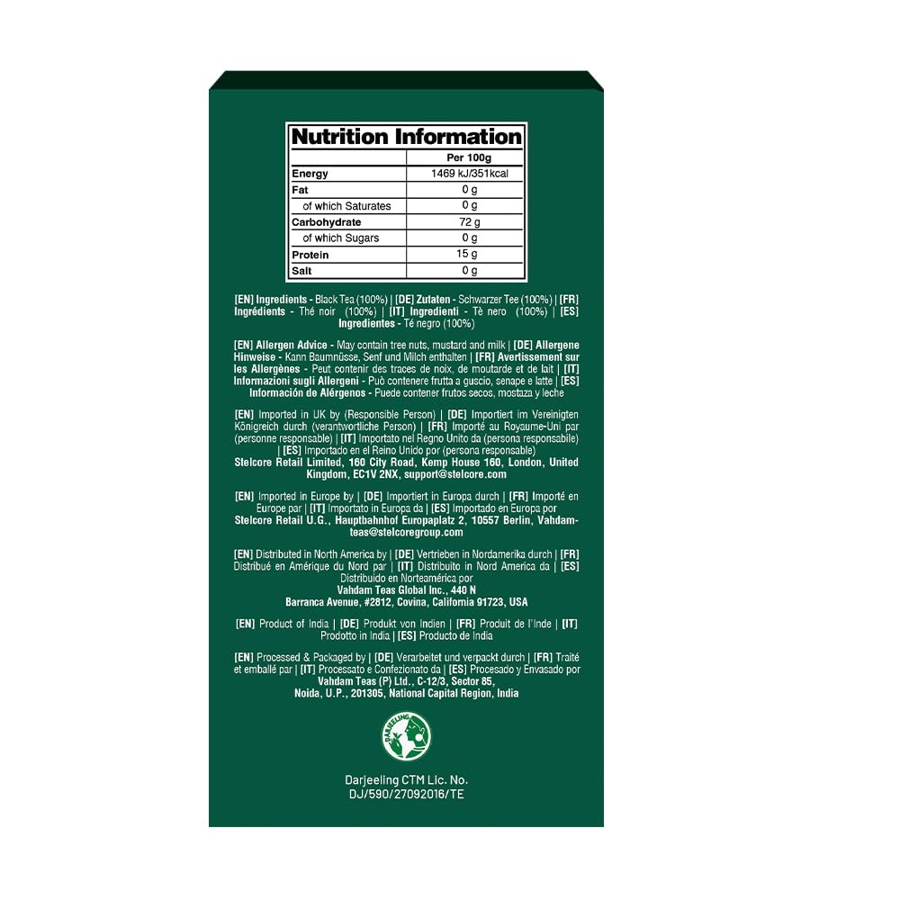VAHDAM, Hojas De Té Negro Darjeeling De Himalaya - 340g (+170 Tazas) Té Darjeeling Puro | Rico Y Aromatico | De Hojas Sueltas De Grado De La India | Te Negro Granel