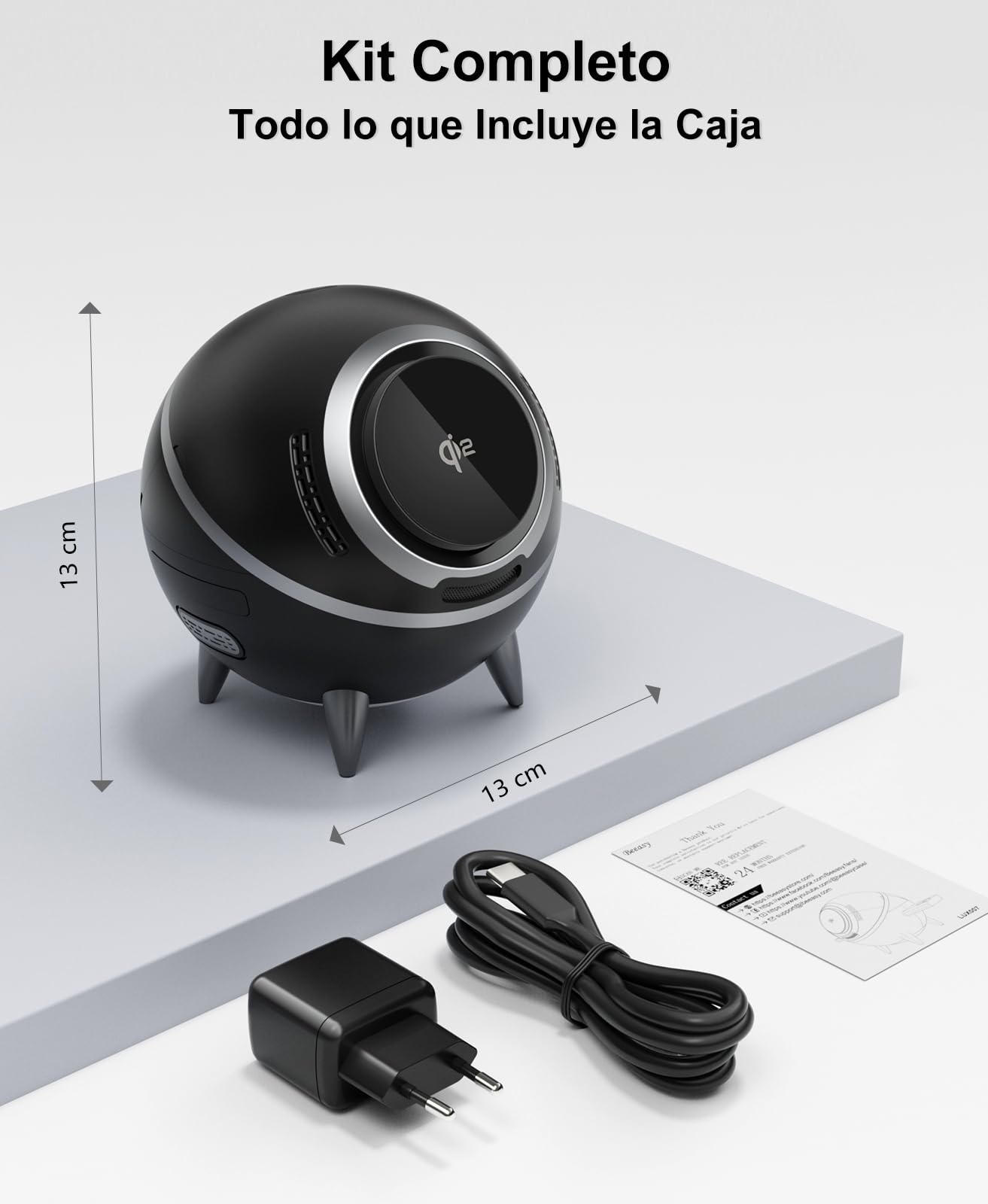 Beeasy Magnética Cargador Inalámbrico 4 en 1, Estación de Carga Inalámbrica Carga Rápida QI2 15W, Diseño Esférico con Luz Nocturna Ajustable, Compatible con iPhone, Apple Watch, AirPods y Samsung