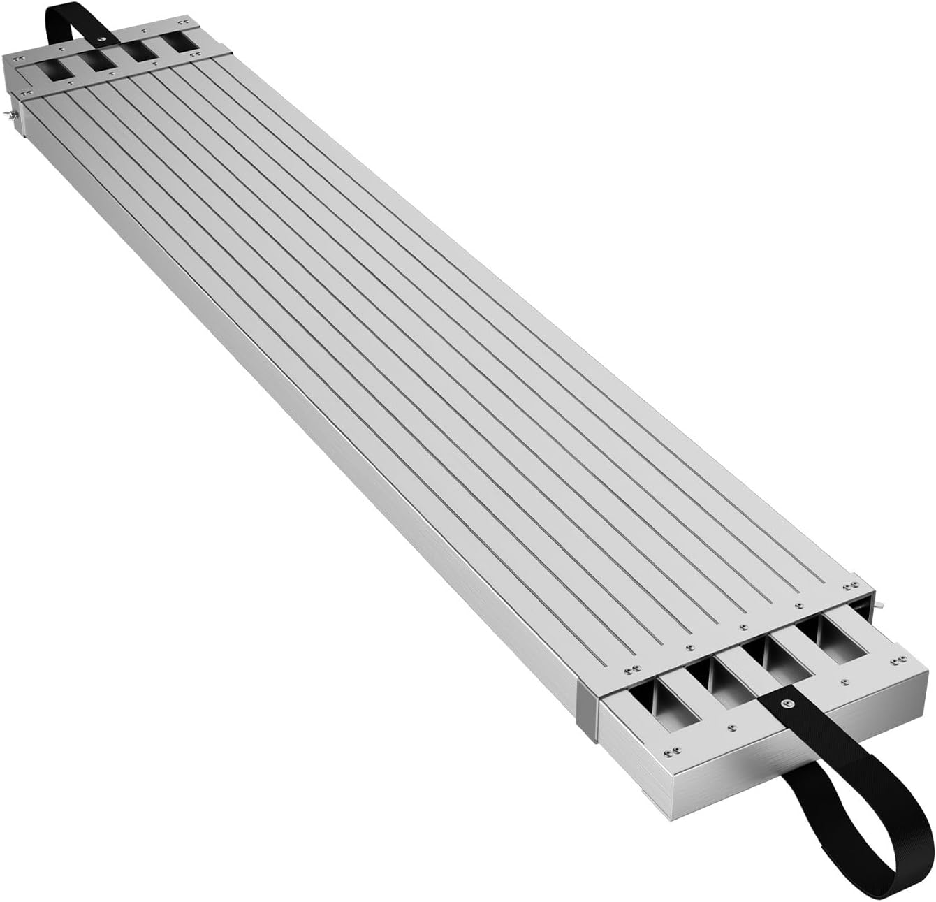 6-9ft Telescoping Plank, Aluminum Work Plank, 440 Lbs Load Capacity Extension Scaffolding Plank with Skid-Proof Platform Scaffold Ladder Accessory, 12.5 Inch Width, Silver
