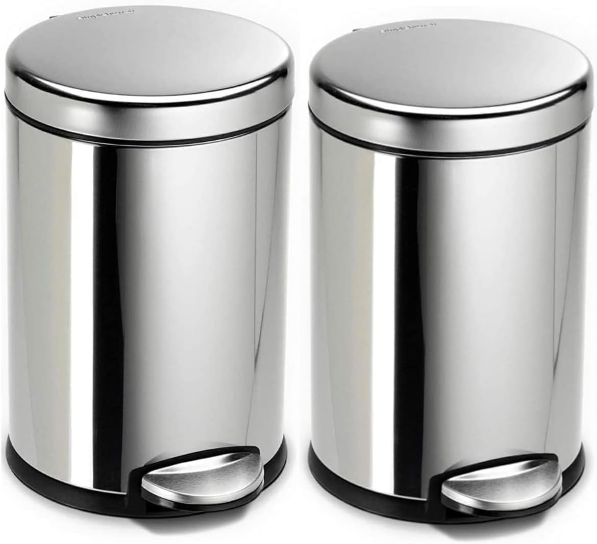 LITTERBIN Stainless Steel Plain Pedal Dustbin 5 Ltr Garbage Bin with Removable Bucket (Set of 2) Dustbin For Home, Kitchen, Bathroom, Office And Washroom