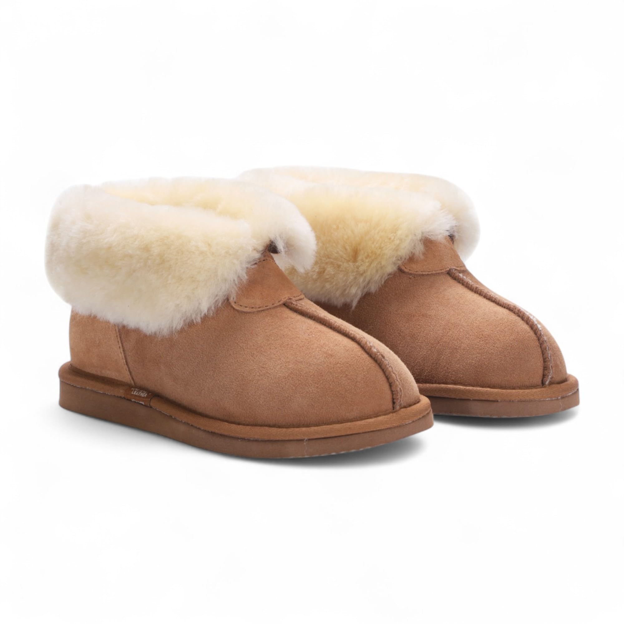Infinity Leather Damskie buty z owczej skóry, zamszowe, wsuwane, zimowe, przytulne, z podszewką futrzaną, antypoślizgowe, ciepłe buty do użytku wewnątrz i na zimę, komfort