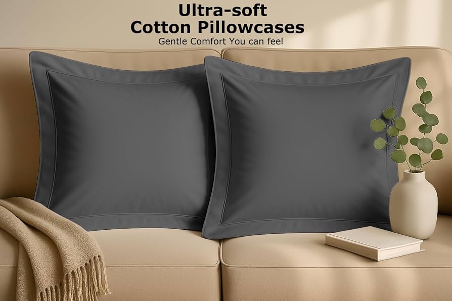 ✨️人気商品✨️ 100%オーガニックコットン ヨーロピアンスクエア枕カバー Amazon｜Cotton Metrics ヘビークオリティ ヨーロピアンスクエア