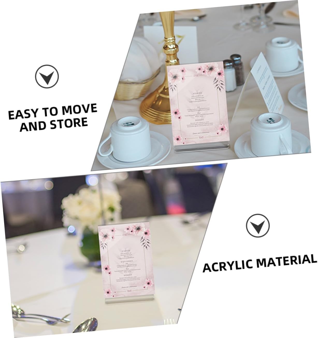10pcs Acrylic Display Stand Double-sided Menu Holder for Tabletop Use for Restaurants Cafes Offices and Events and Stable Design