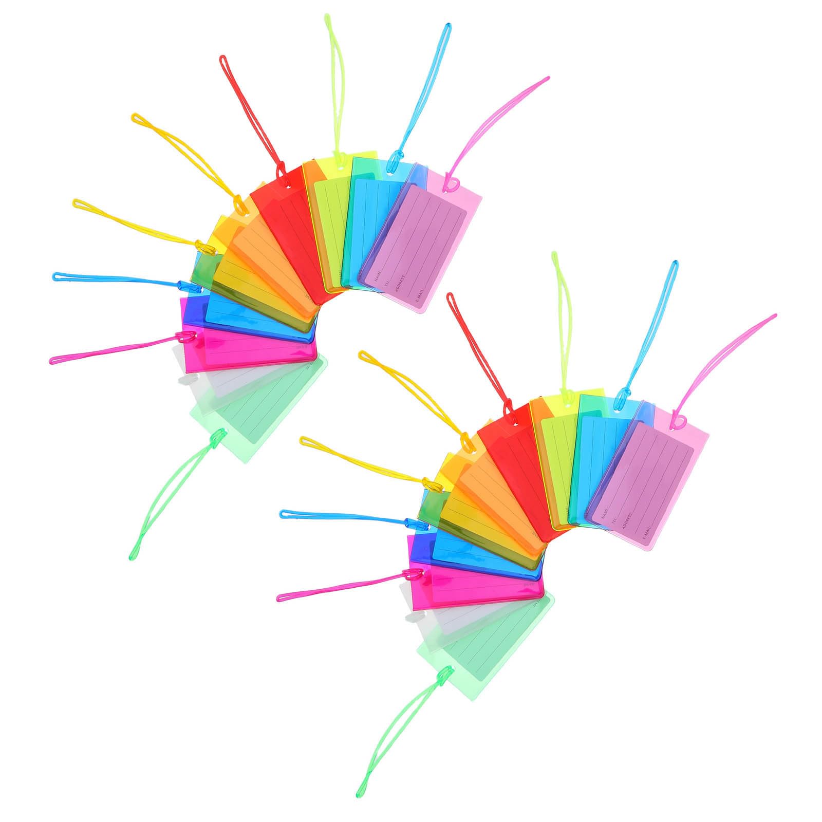 POPETPOP Set 100 Etichette per Valigia in Pvc Colorato con Inserto Morbido, Scrivibili e Resistenti per Identificazione Bagagli in Viaggio e Check-in Aeroportuale