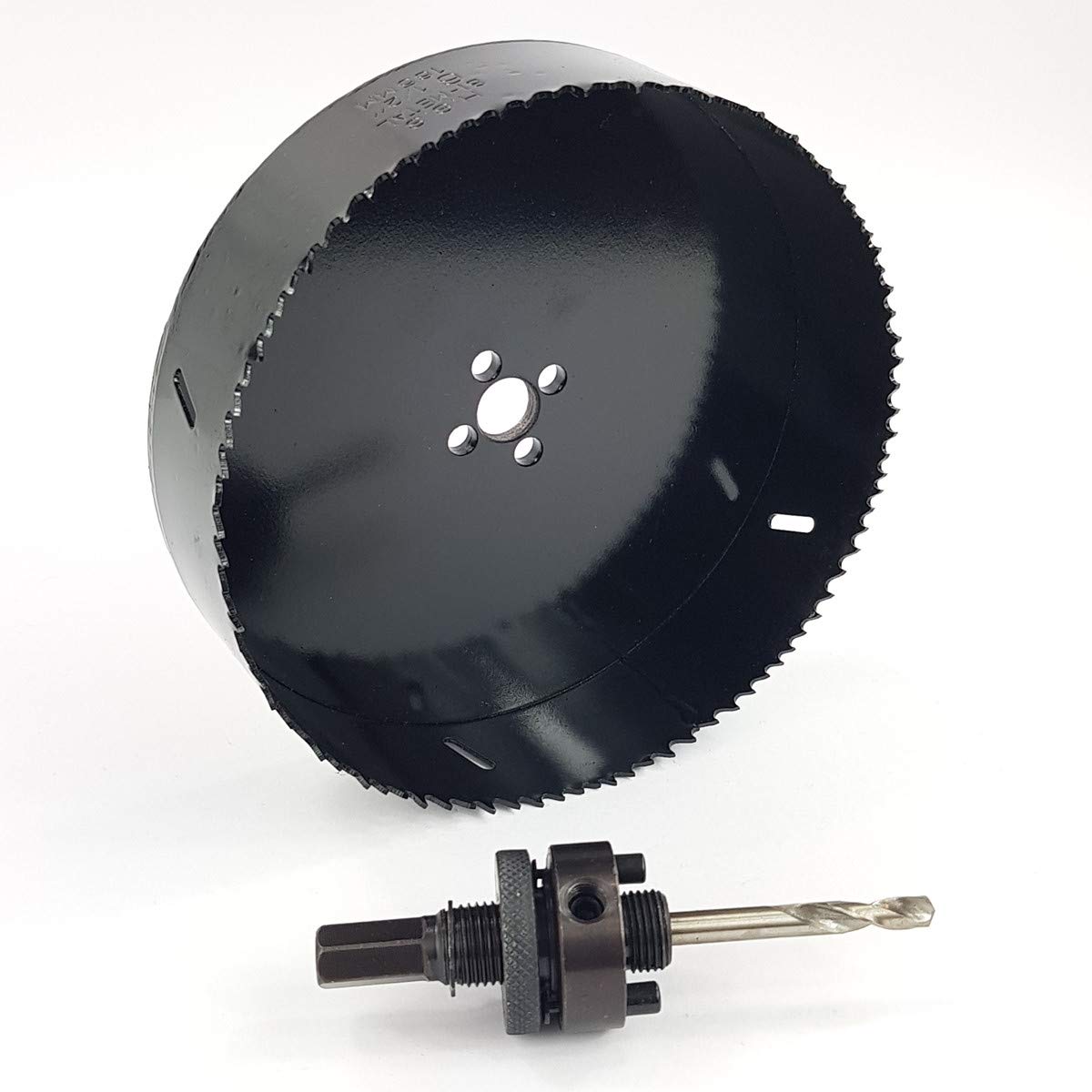 Broca de corona Ø165 mm HSS-Bi-Metallbohrer Bohrkrone Lochkreisssäge con adaptador, profundidad de perforación 40 mm para acero, metales no ferrosos, madera y Holzwerkstoffe etc. Bohrfux.
