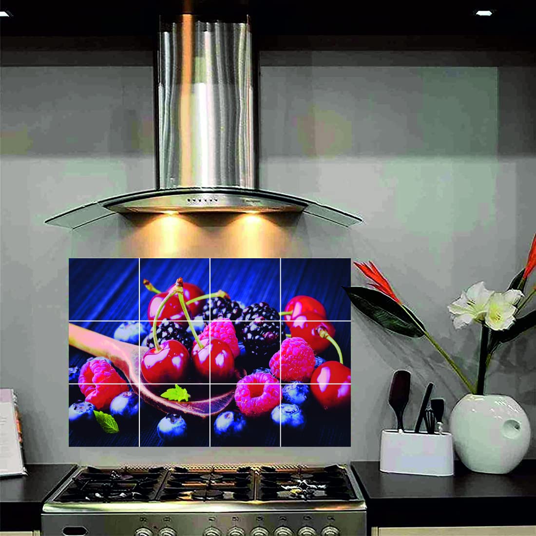 Akki World Blue Berry Kitchen Multi Wall Sticker Abstract Themed Oil Proof & Waterproof Peel & Stick Heat Resistant Vinyl Wall Stickers Size - 45 Cm X 65 Cm (B085GG97FM) Amazon Price History, Amazon Price Tracker