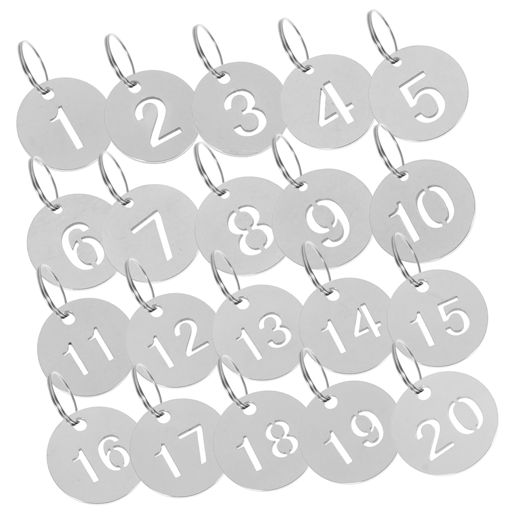 SOIMISSNumbered Key Identifiers Numbered Tags 20pcs Stainless Steel Number Plate Label License Plate Frame Metal Round Number Tags Key Hanging Tags