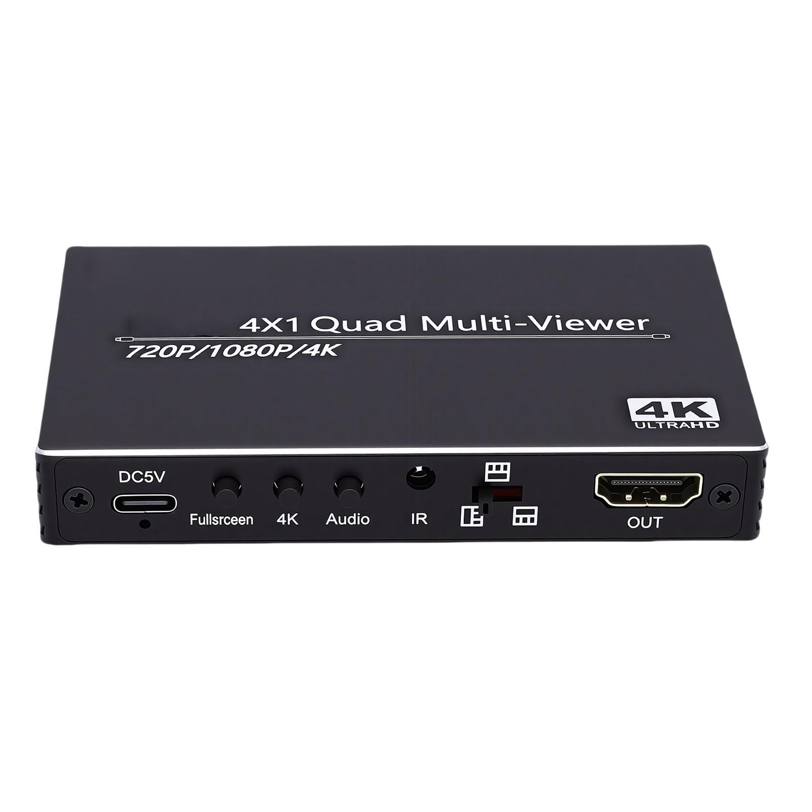 Asixxsix Switchs Multiviewer HDMI, Commutatore Multiviewer a Schermo Quadruplo 4 in 1 Uscita Senza Interruzioni con Telecomando, Commutazione Senza Interruzioni, Supporta 4K 30Hz