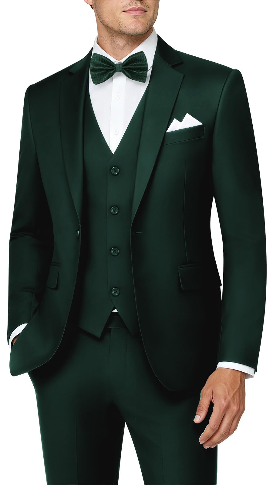 MAGE MALE Mens 3 Piece Suits Slim Fit Tuxedo Suit Set Soild Prom Wedding Suits One Button Blazer Vest Pants Set