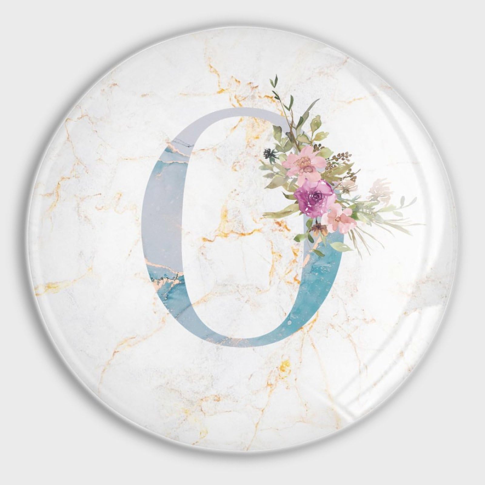 Aimants de réfrigérateur en verre Lettre O lot de 4 décoration violette