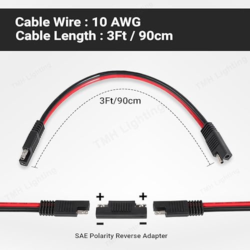 Miniatura 11 de TMH Cable de extensión SAE de 10 AWG – Arnés de cables de desconexión rápida SAE a SAE de 15 pies, conector SAE, cable de extensión de panel solar 1