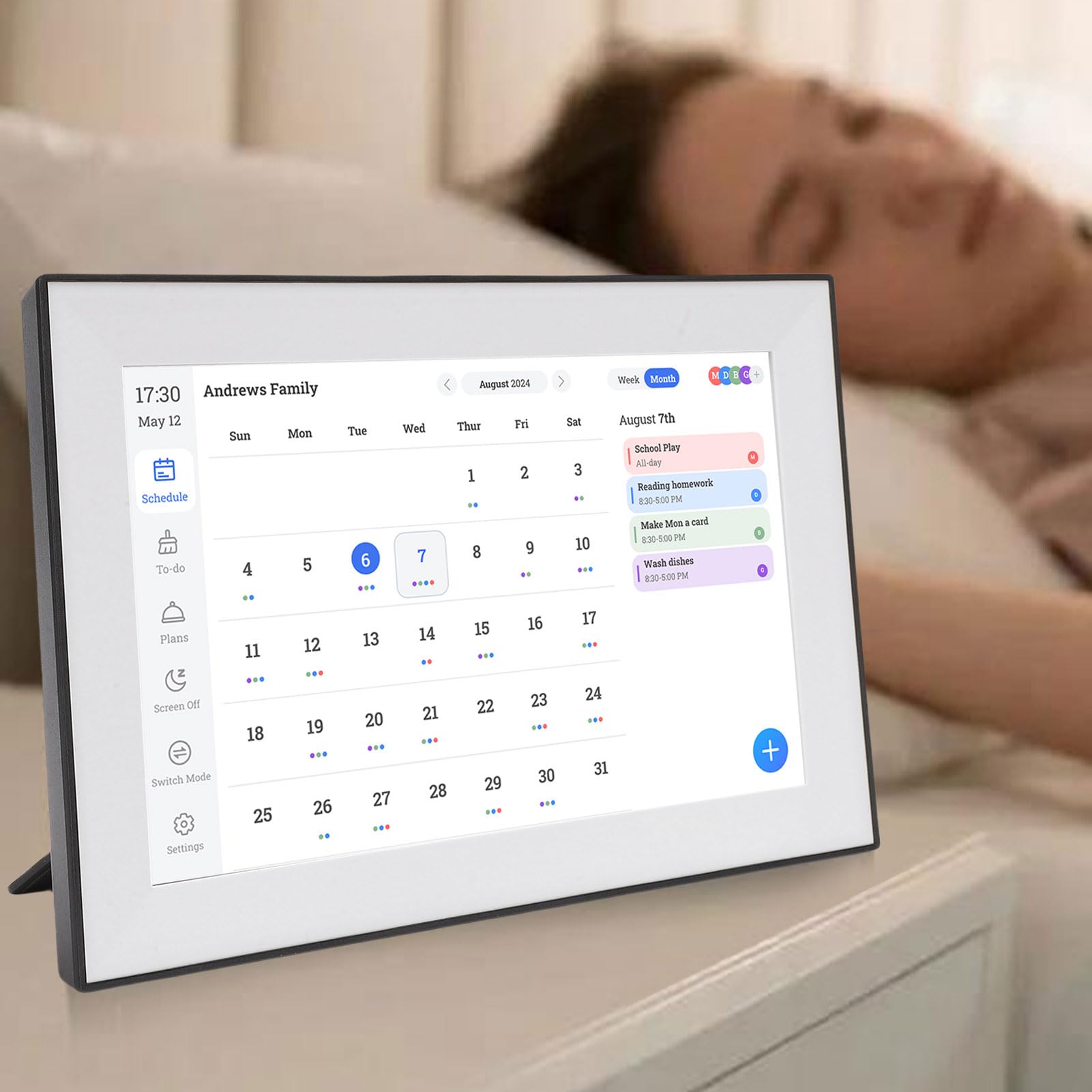 FTVOGUE 10,1 Zoll Digitaler Kalender, Intelligenter Familienplaner mit Touchscreen-Display für die Wandmontage Im Home Office (EU-Stecker)